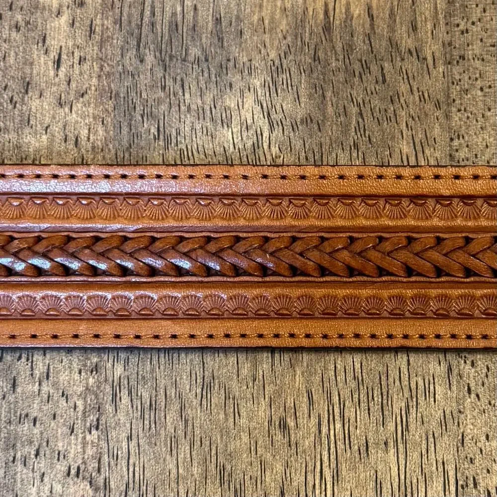 Tony Llama Western Belt Leather Braided Embossed Silver Buckle Cowboy Size 28